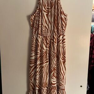 Nine West Brown and White Patterned Dress